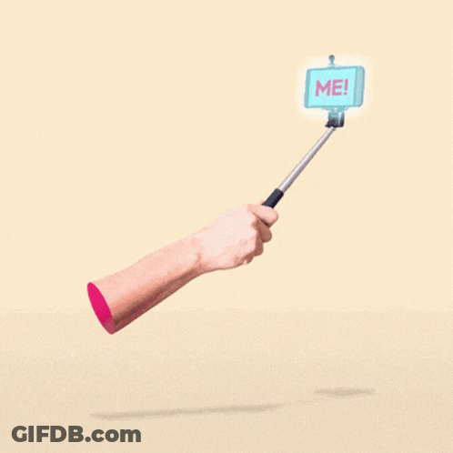Hand Holding Selfie Stick Saying Me GIF
