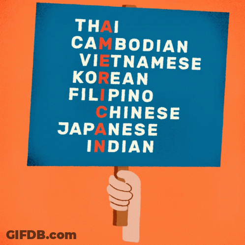Hand Holding Sign Saying Thai Cambodian Vietnamese Korean Filipino Chinese Japanese Indian GIF