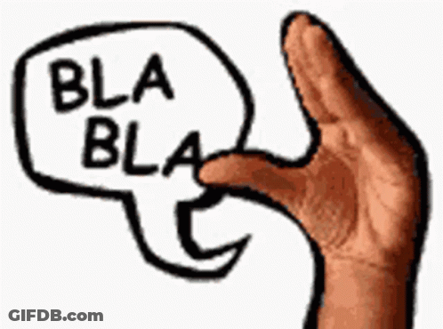 Hand Holding Speech Bubble Saying Bla Bla Bla GIF
