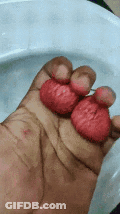 Hand Holding Two Red Balls GIF