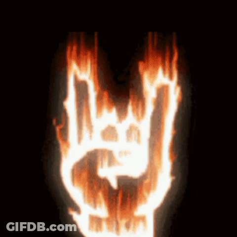 Hand On Fire Making Rock And Roll Sign GIF