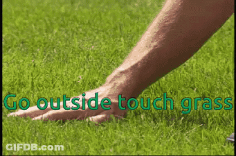 Hand On Grass Saying Go Outside Touch Grass GIF