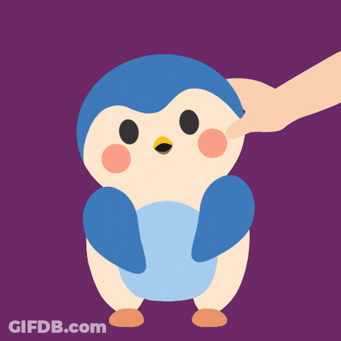 Hand Petting Blue And White Penguin GIF