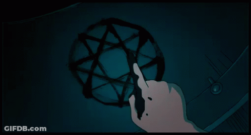 Hand Pointing At Pentagram On Wall GIF