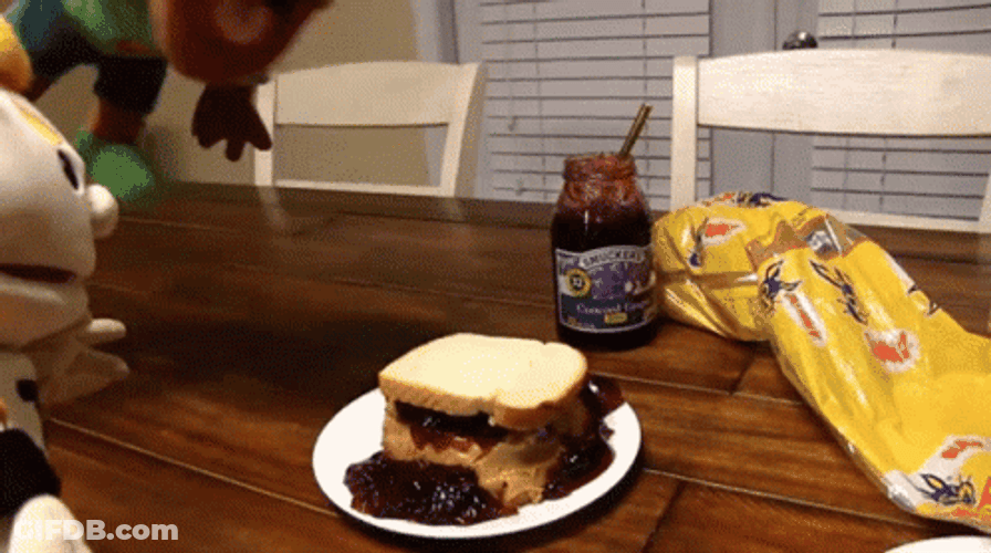 Hand Puppet Diving Peanut Butter Jelly Time GIF