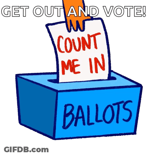 Hand Putting Ballot In Box Saying Ballots GIF