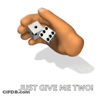 Hand Reaching For Two Dice GIF