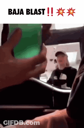 Hand Reaching Green Screen Saying Baja Blast GIF