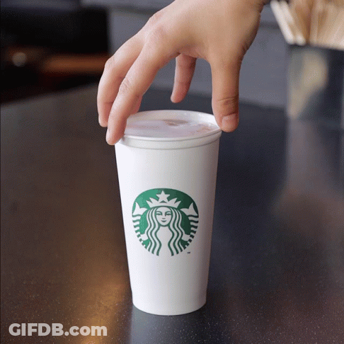 Hand Reaching Into Starbucks Cup GIF