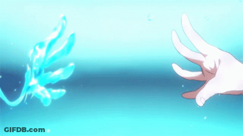 Hand Reaching Out To Blue Flower GIF