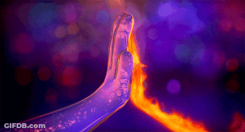 Hand Reaching Out To Stop Fire From Another Hand GIF