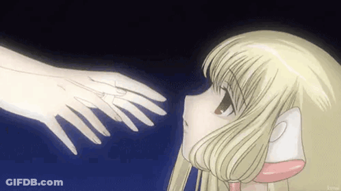 Hand Reaching Toward Blonde Anime Girl GIF