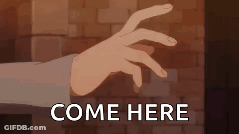 Hand Reaching Toward Brick Wall Saying Come Here GIF