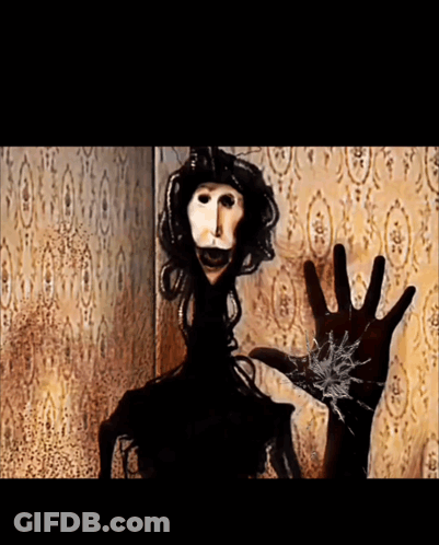 Hand Reaching Toward Ghostly Figure GIF