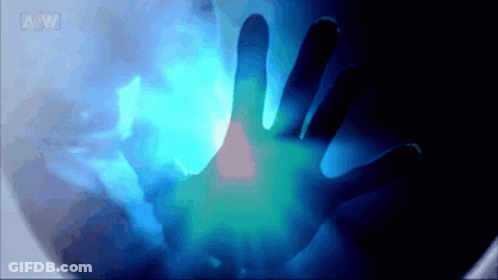 Hand Reaching Towards Blue Light With Avi GIF