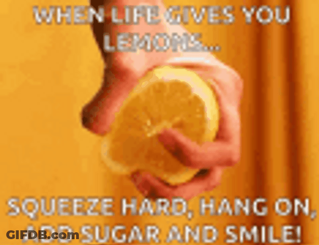 Hand Squeezing Orange With Quote GIF