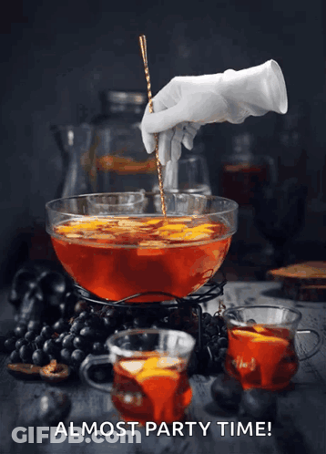 Hand Stirring Punch With Almost Party Time GIF