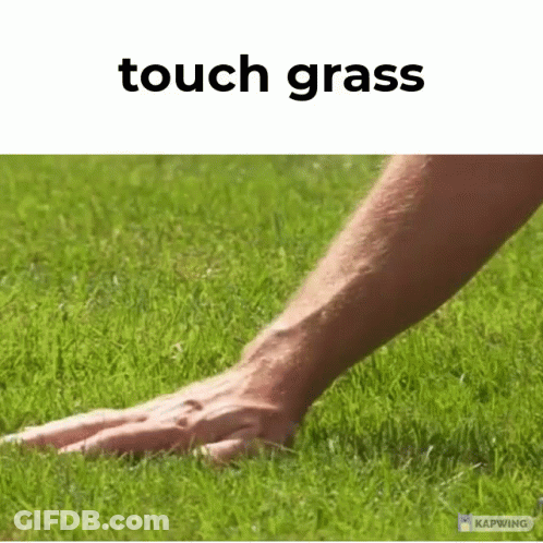Hand Touching Grass On Lush Green Field GIF