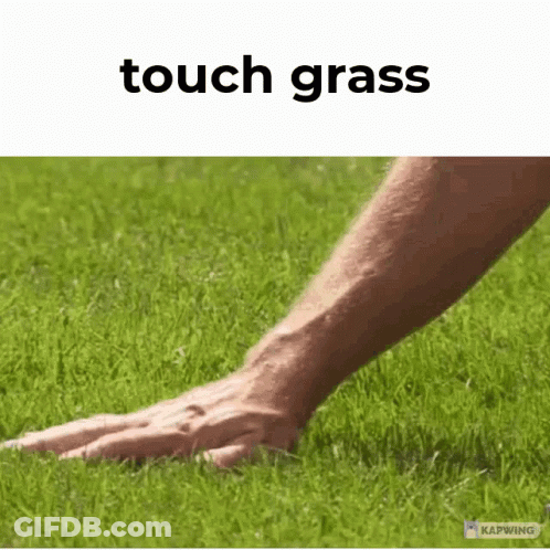 Hand Touching Grass On Lush Green Field GIF