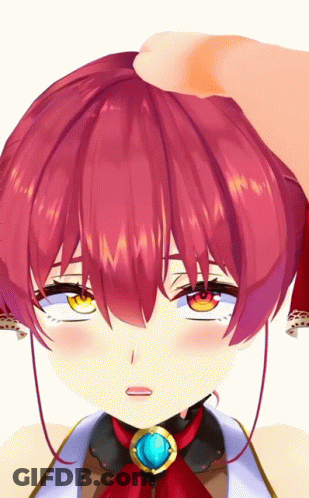 Hand Touching Red Haired Anime Character's Head GIF