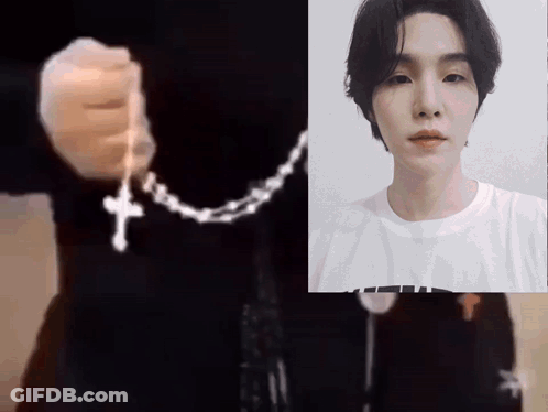 Hand With Cross Next To Face GIF
