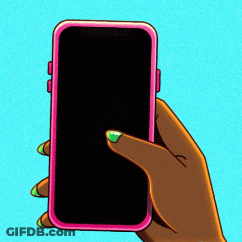 Hand With Green Nail Polish Holding Cell Phone GIF