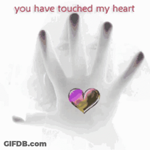 Hand With Heart Saying You Have Touched My Heart GIF