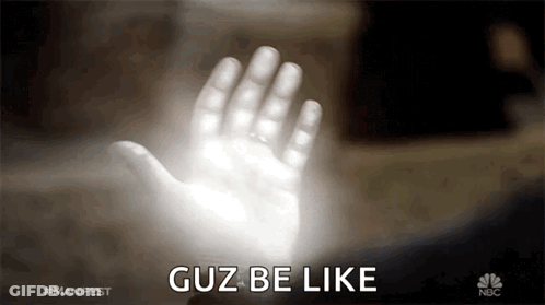 Hand With Light Saying Cuz Be Like GIF