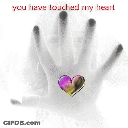 Hand With Rainbow Heart Touching Heart GIF