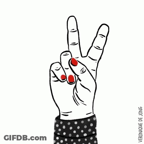Hand With Red Nails Making Peace Sign GIF