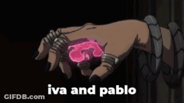 Hand With Snake Holding Pink Object Saying Iva And Pablo GIF