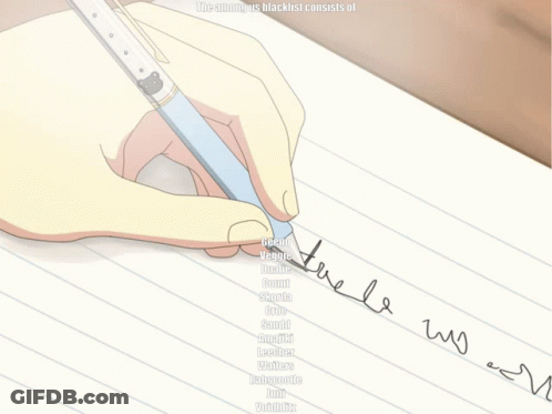Hand Writing The Month's Blacklist Consists Of GIF