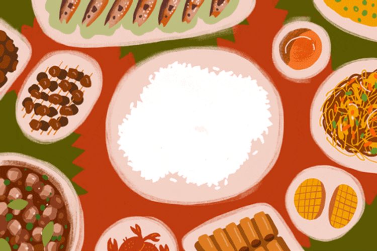 Hands Getting Rice From Plate GIF