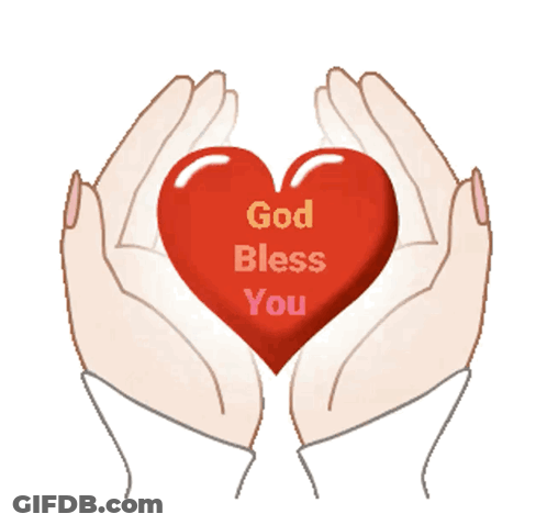 Hands Holding Red Heart Saying God Bless You GIF