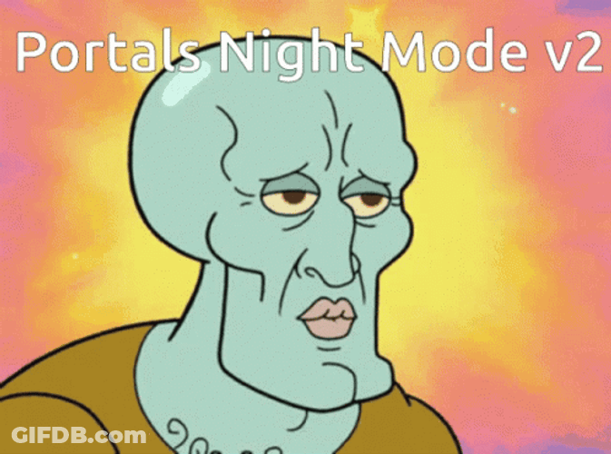 Handsome Squidward Portals Night Mode GIF