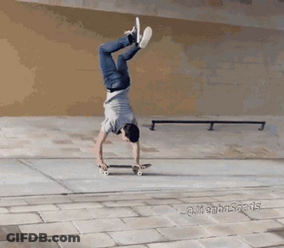 Handstand Skateboard Trick GIF