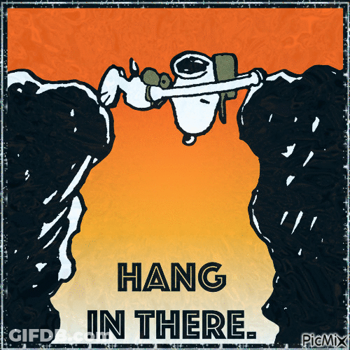 Hang In There Snoopy In Between Hills GIF