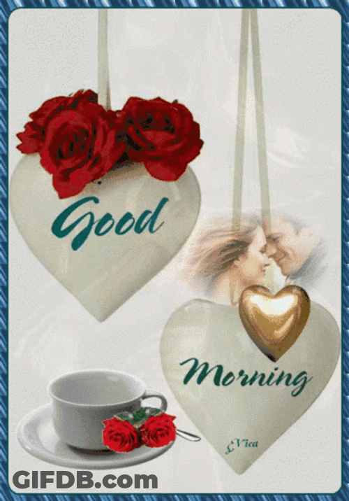 Hanging Hearts Good Morning Roses GIF