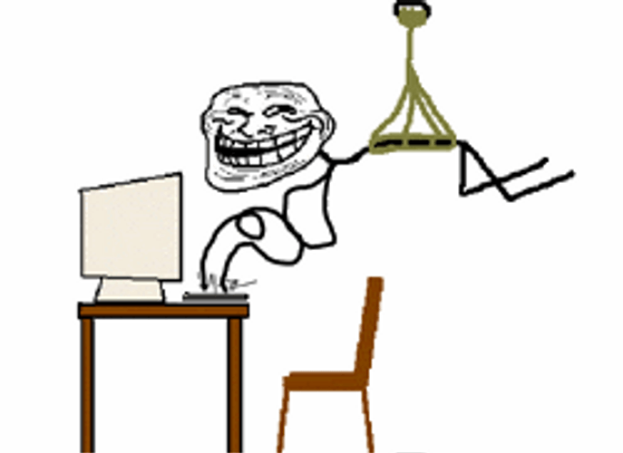 Hanging On The Ceiling Troll Face Meme GIF
