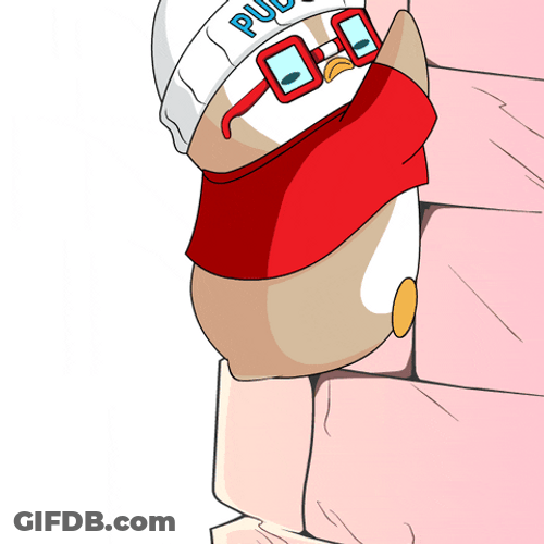 Hanging Pudgy Penguin Going Down GIF