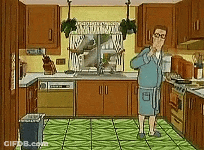 Hank Hill Failing To Shoot Garbage GIF
