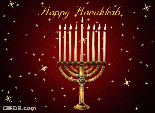 Hanukkah Greeting Card With Menorah And Candles GIF