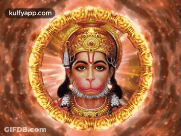 Hanuman In A Circle With Crown GIF
