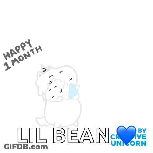 Happy 1 Month Lil Bean Sticker GIF