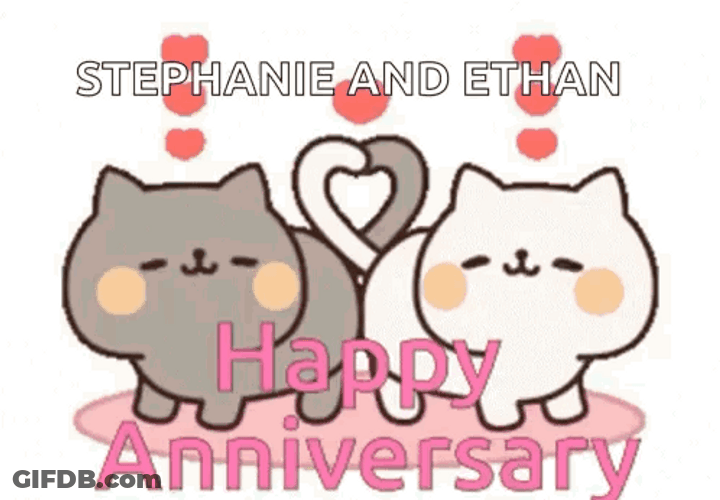 Happy 10Th Anniversary Cat Tail Heart GIF