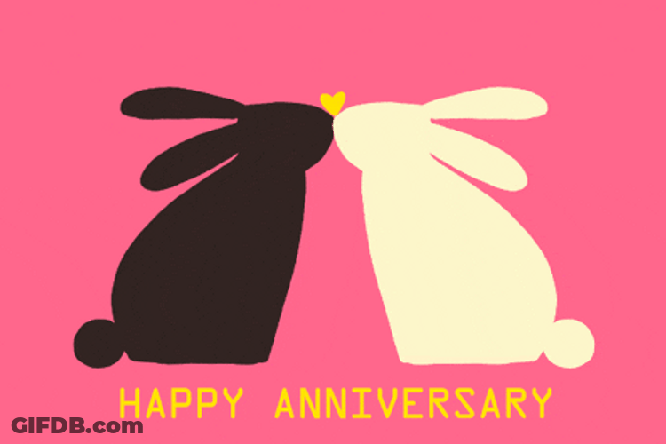 Happy 10Th Anniversary Kissing Rabbit GIF
