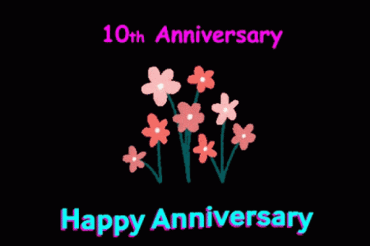 Happy 10Th Anniversary Small Flowers GIF