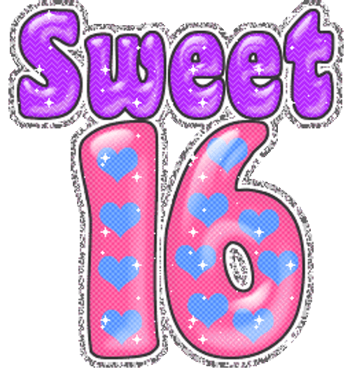 Happy 16Th Birthday Glitter Hearts Sparkle GIF