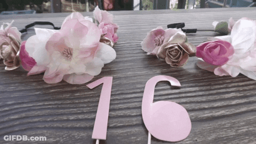 Happy 16Th Birthday Number Sticks Flowers GIF