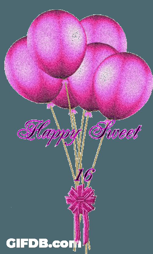 Happy 16Th Birthday Pink Balloons Ribbon GIF